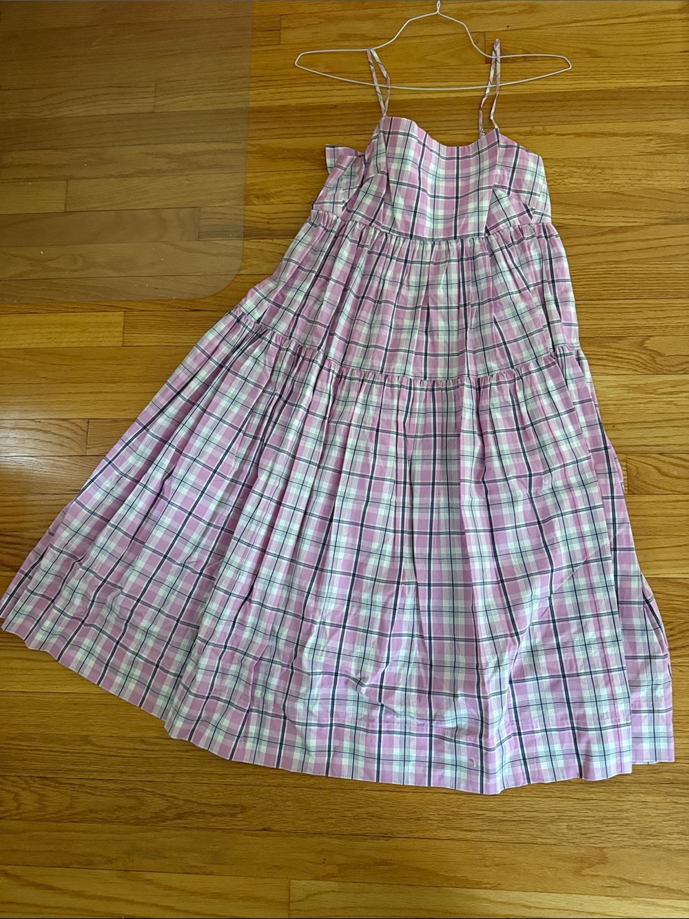 J. Crew Pink Plaid Tiered Sundress